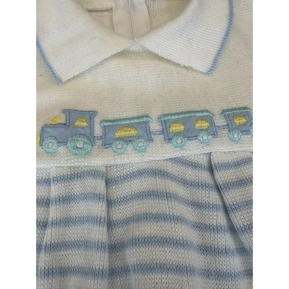 Vintage Baby Boy Clothes Lot 3-9M 90s Buster Brown Miniwear Train Plane 4pc